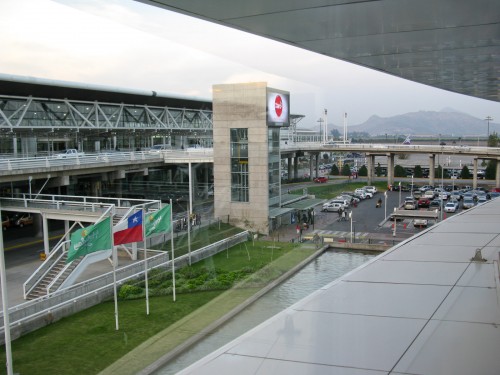 Santiago Airport terminal from our hotel room (Holiday Inn).