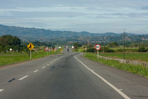 Heading south to Santander de Quilichao - the town is visible at the base of the mountains