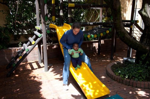 Leanne and Andres on the slippery dip