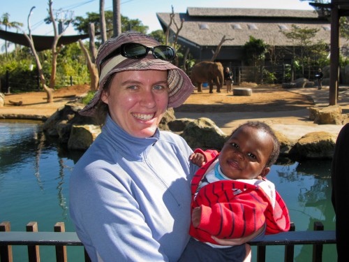 Leanne and Andres with the elephants at Taronga Zoo